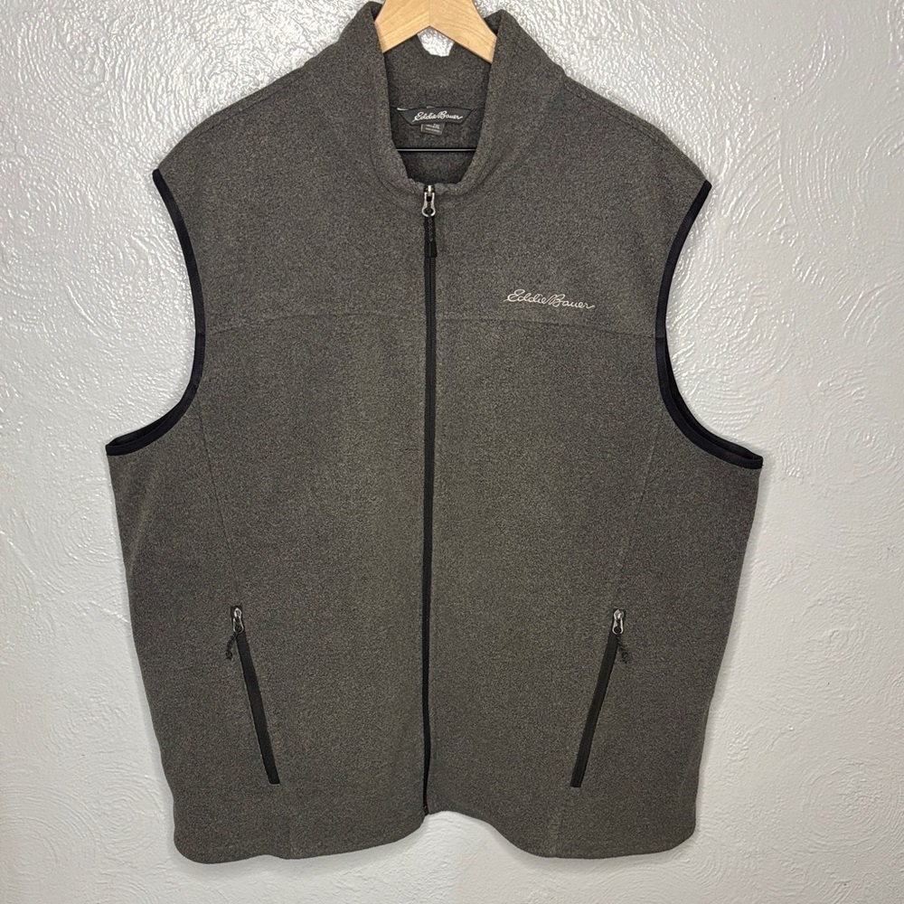 Eddie Bauer Men's Full Zip Fleece Charcoal Vest 2XL